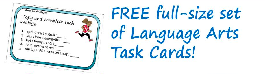 FREE full-sized set of Language Arts Task Cards