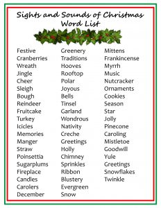 Sights and Sounds of Christmas Word List
