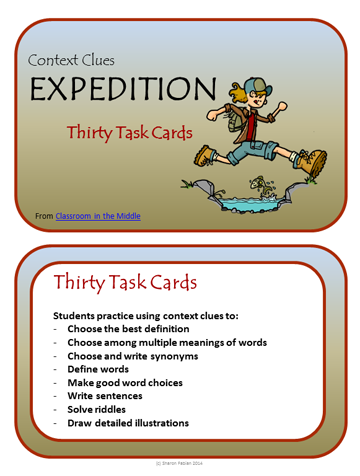 Context Clues task cards -Expedition, from Classroom in the MIddle