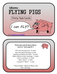 Idioms Task Cards - Flying Pigs