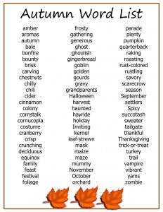 Autumn Word List