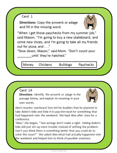 Proverbs and Adages Task Cards sample