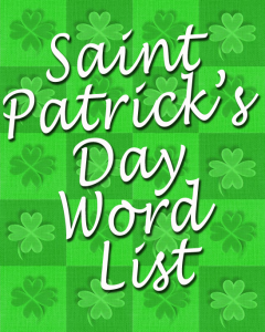 Saint Patrick's Day Word list
