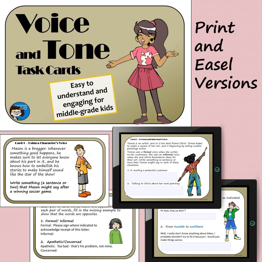 voice and tone task cards