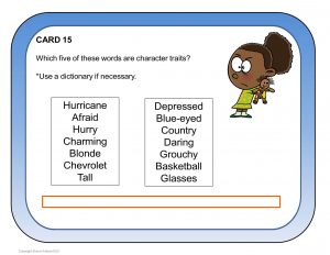 Characterization Task Cards 15