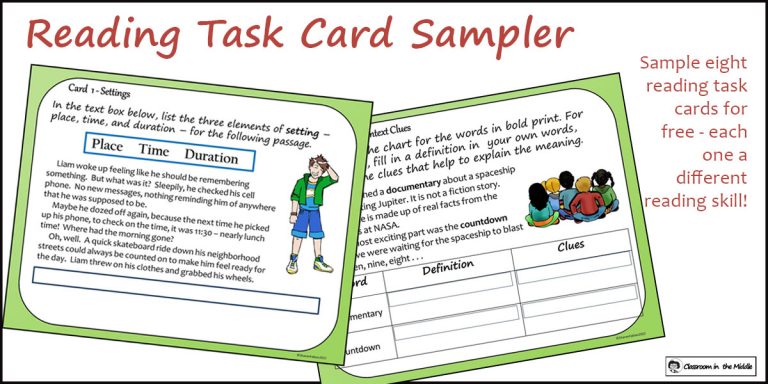 Reading Task Card Sampler – Free Resource