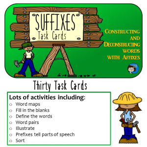 Suffixes Task Cards cover, sq