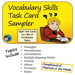 Vocabulary Skills Task Cards Freebie