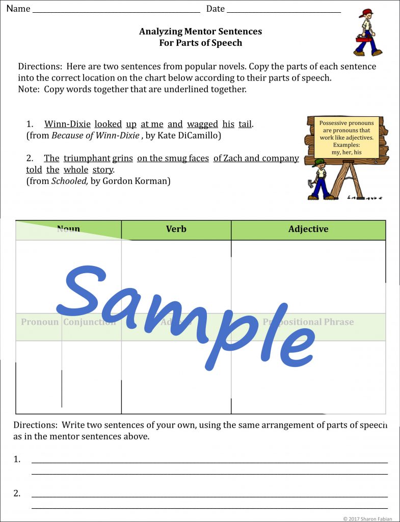Analyzing Mentor Sentences Activity Sheet