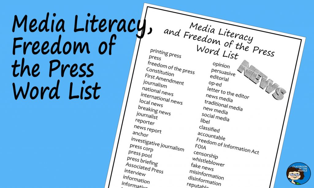Media Literacy, Freedom of the Press Word List